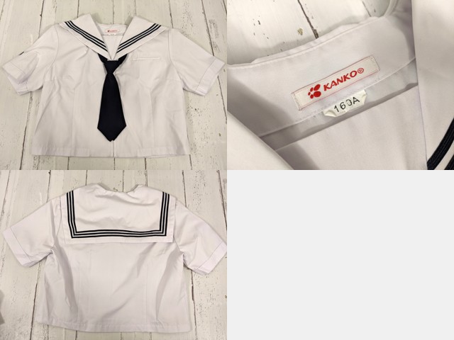 T2224 千葉市立葛城中学校 夏服セーラー服+夏服スカート+リボン/yt4158【9DHJ】