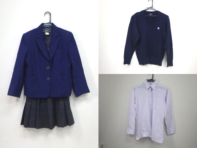 e32 挟山経済高校 ブレザー160+長袖シャツ+セーター+冬服スカート/yt2058【25HF】