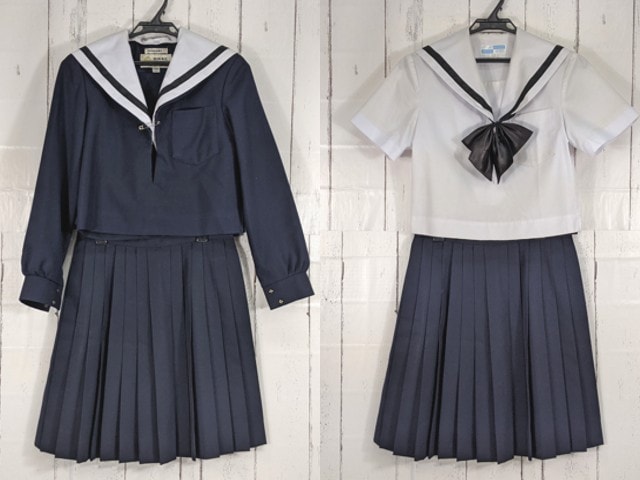 L名西高校夏セーラー服、冬スカートセット R22 愛知県 名古屋西高校 夏服・冬服セーラー服+夏服スカート+