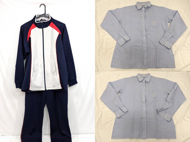 j04 愛国学園高校 長袖シャツ×2点+体操服 体操着 長袖ジャージ上下/yt2538【2XKE】