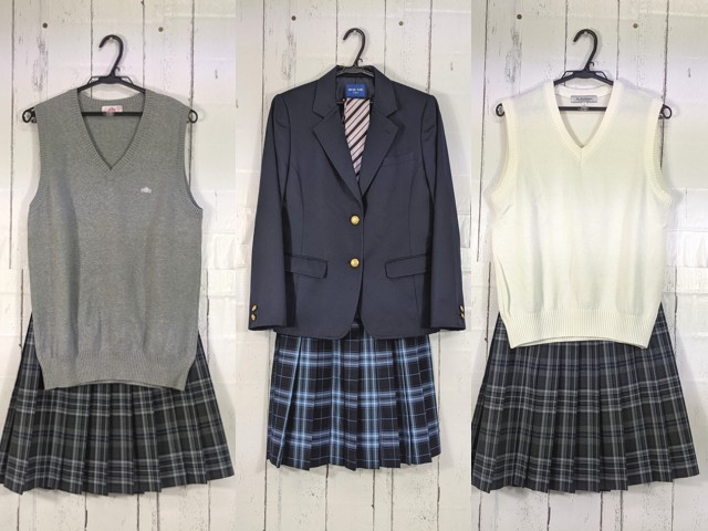 i49 福島県 いわき光洋高校?? ブレザー+ニットベスト+夏服・冬服スカート+ネクタイ/yt7004【15CLB】