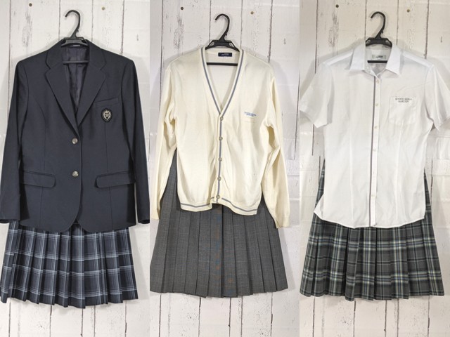 c97 京都府 京都精華学園高校 ブレザー+半袖ブラウス+カーデガン+夏服・冬服スカート/yt4836【2WJCB】