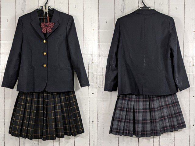 x08 京都府 下京中学校 ブレザー+夏服・冬服スカート+リボン/yt4062【15EIC】