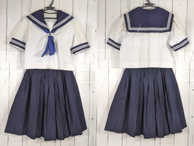 b50 埼玉県 仲町中学校 夏服セーラー服+夏服スカート+スカーフ/yt4643