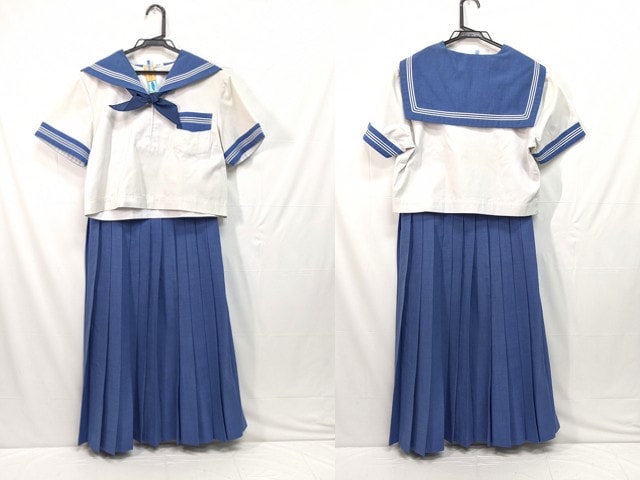 L30 福岡県 筑前町立夜須中学校 夏服セーラー服+サスペンダー付き夏服