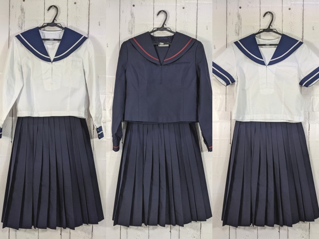 i49 福島県 中央台北中学校 冬服・中間服・夏服セーラー服+冬服スカート/yt7007【1EHCV】