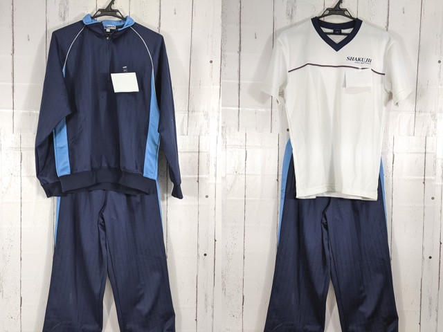 b50 東京都 石神井中学校 体操着 体操服 半袖シャツ+長袖ジャージ上下/yt4645【25XE】