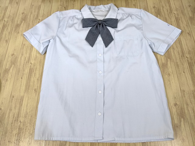 n55 愛媛県 松山中学校 半袖シャツ×2点+夏服スカート+夏服スカート+リボン/yt3237【9DCF】