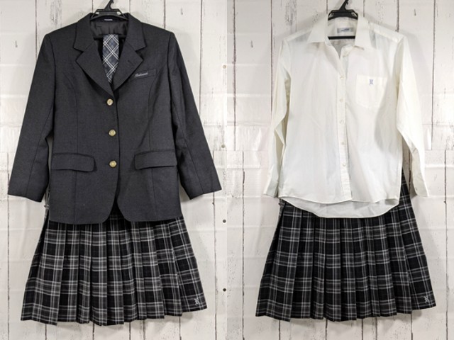 x08 京都府 洛西中学校 ブレザー+長袖カッターシャツ+夏服スカート+ネクタイ/yt4065【15JXD】