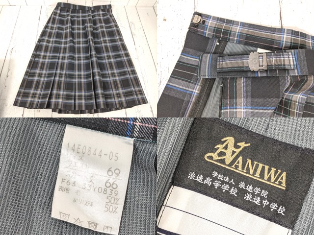 d44 大阪府 浪速高校 大きいサイズ ブレザー+半袖・長袖シャツ+セーター+冬服スカート+ネクタイ+リボン/yt4940【3XKEC】