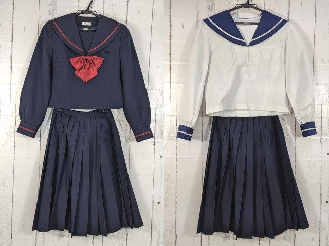 i49 福島県 中央台北中学校 冬服・中間服セーラー服+冬服スカート+リボン/yt7009【1XLEC】