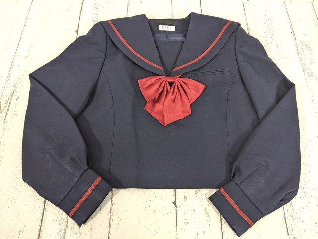 i49 福島県 中央台北中学校 冬服・中間服セーラー服+冬服スカート+リボン/yt7009【1XLEC】