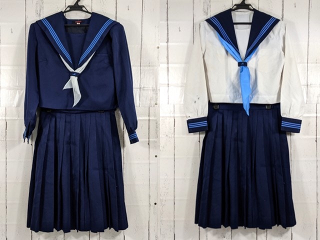T2218 高知県 高知高校 冬服・中間服セーラー服+冬服スカート+スカーフ/yt4167【15CRF】