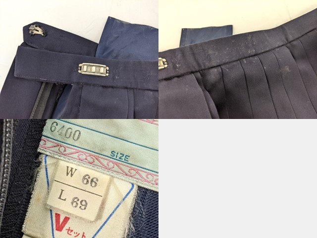 m44/中学校・高校□冬セーラー服165A 上下セット 赤1本線/og0552