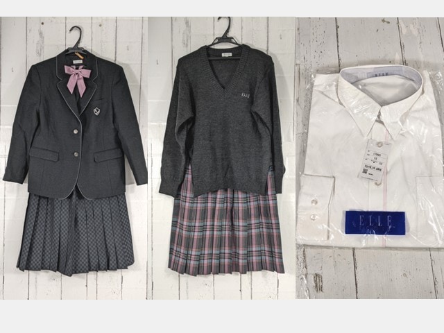 ETRO ツイード ブレザー 青・赤・白 b22 東京都 共立女子第二高校 ブレザー+セーター+長袖カッター