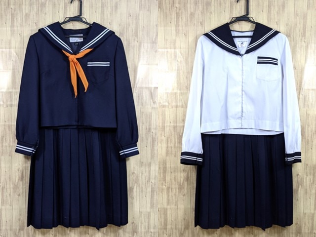 n48 青森県 弘前市立南中学校 冬服・中間服セーラー服+冬服スカート+