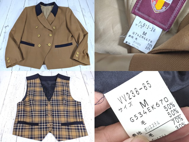 a58 岡山県立興陽高校 旧モデル ブレザー+夏服セーラー服+長袖シャツ+セーター+ベスト+冬服スカート/yt4582【1XHEWC】