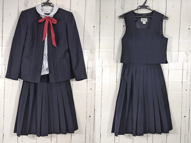 d60 茨城県 石下中学校 ブレザー+ベスト+長袖シャツ+冬服スカート+