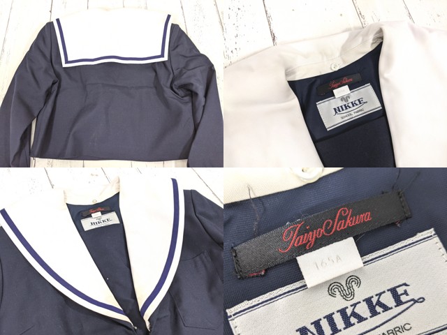 Z08 岐阜県 本荘中学校 冬服・中間服・夏服セーラー服+冬服スカート+ループタイ/yt4310【12CKE】