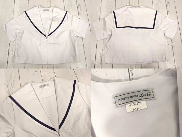 Z08 岐阜県 本荘中学校 冬服・中間服・夏服セーラー服+冬服スカート+ループタイ/yt4310【12CKE】