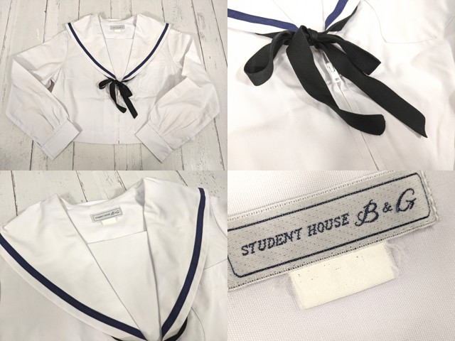 Z08 岐阜県 本荘中学校 冬服・中間服・夏服セーラー服+冬服スカート+ループタイ/yt4310【12CKE】