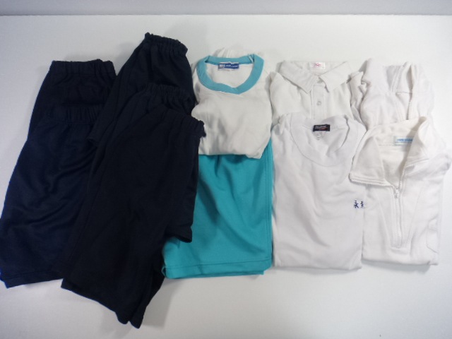 T229 京都 中学校? 高校? 体操服半袖シャツ+ショートパンツ▽11点