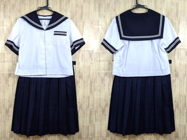 n48 青森県 弘前市立南中学校 夏服セーラー服+夏服スカート/yt3245