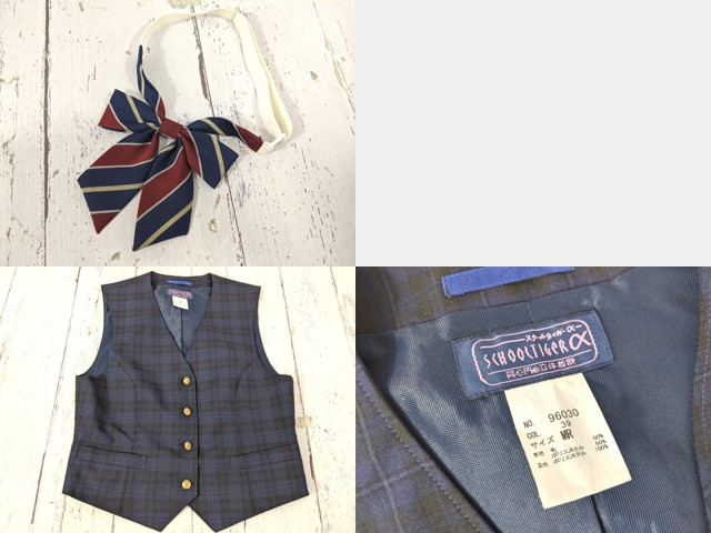 k59 千葉県 幕張総合高校 ブレザー+ベスト+夏服/冬服スカート+リボン/yt7024【28XKE】