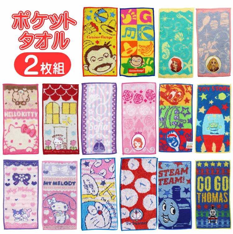 キャラクターポケットタオル2枚組 丸眞 抗菌防臭加工/お名前ネーム付