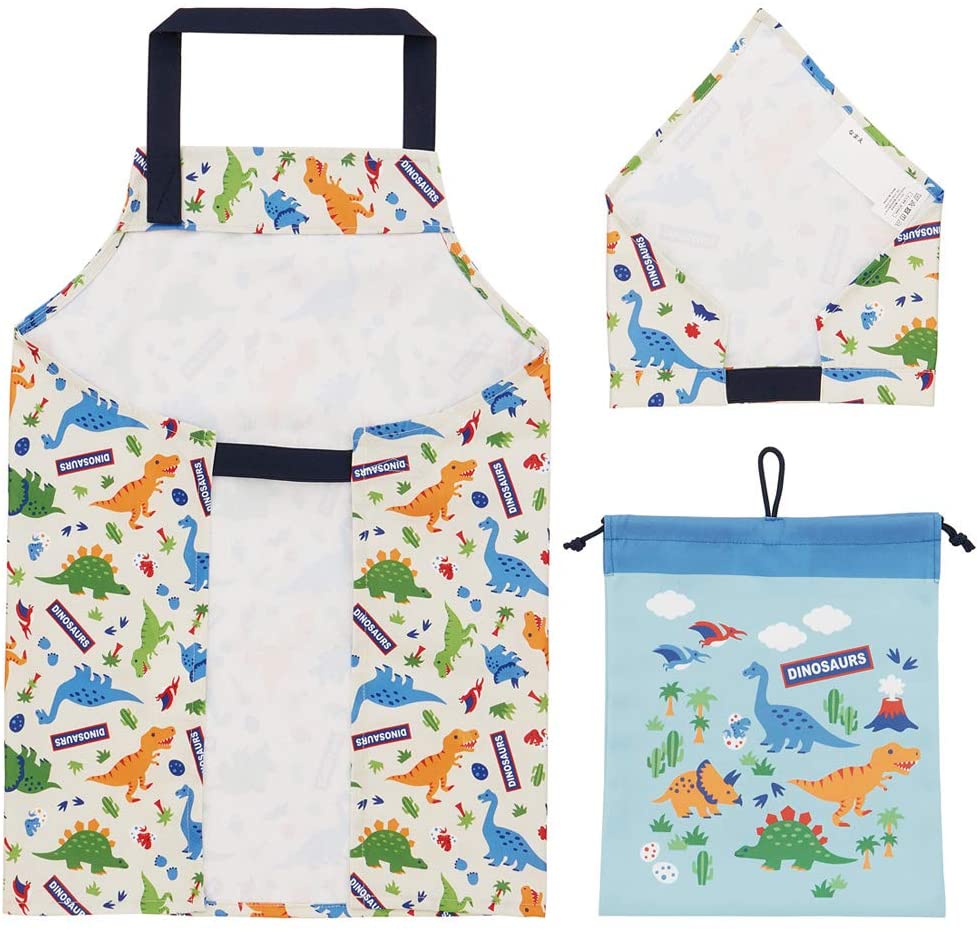 ディノ3点セット 3点セット ディノサウルス 子供 エプロン 三角巾 巾着 スケーター 恐竜