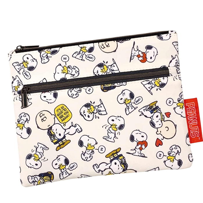 スヌーピー 2段 ポーチ ピーナッツ フラットポーチ 化粧ポーチ アイ