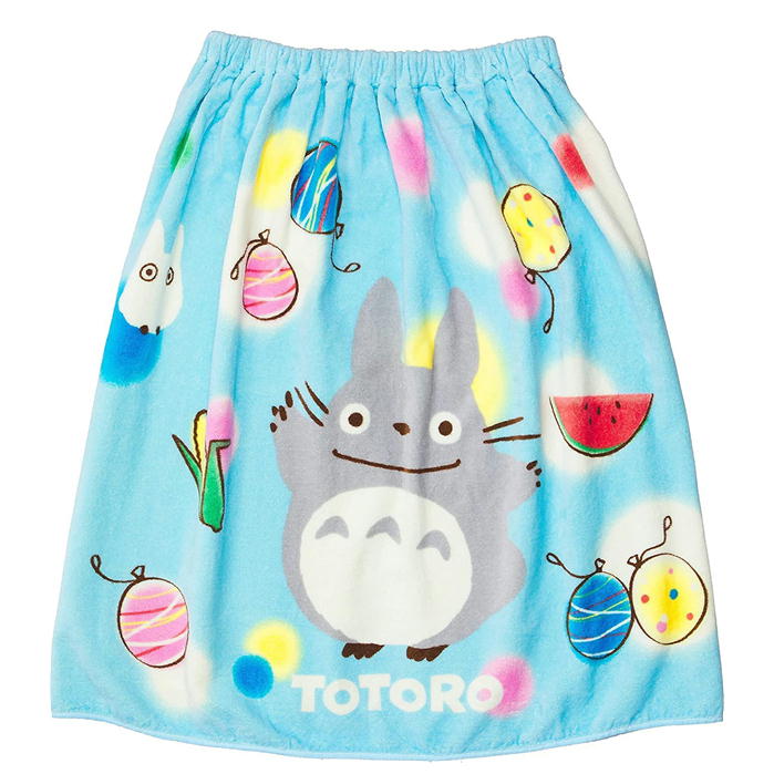 ラップタオル となりのトトロ トトロと夏休み 60cm丈 巻きタオル スタジオジブリグッズ キャラクター プールタオル 丸眞 ブルー