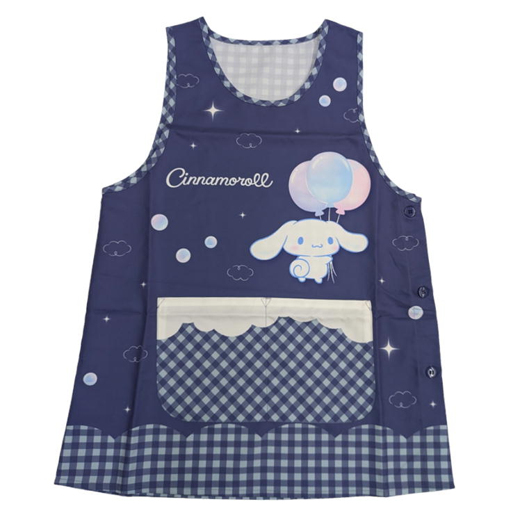 エプロン シナモロール サイドボタン かぶりエプロン サロンジェ 45371