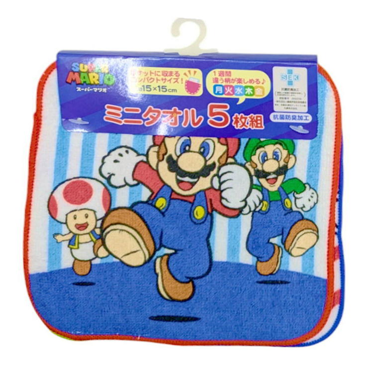 ミニタオル 5枚組 キャラクター ミニ ハンカチ ポケットに収まる
