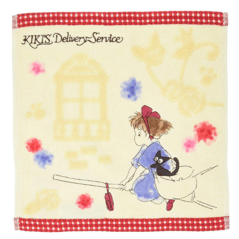 ミニタオル 魔女の宅急便 ジジ 憧れの街 タオルハンカチ スタジオジブリ キャラクター グッズ 丸眞 刺繍 25×25cm