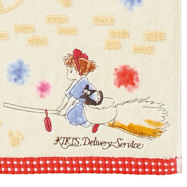ミニタオル 魔女の宅急便 ジジ 憧れの街 タオルハンカチ スタジオジブリ キャラクター グッズ 丸眞 刺繍 25×25cm