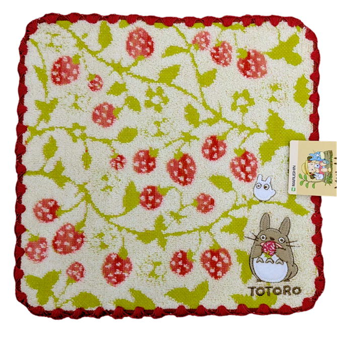 となりのトトロ タオルハンカチ いちごの森 丸眞 ミニタオル スタジオジブリ グッズ キャラクター 抗菌 防臭 25×25cm アップリケ 刺繍