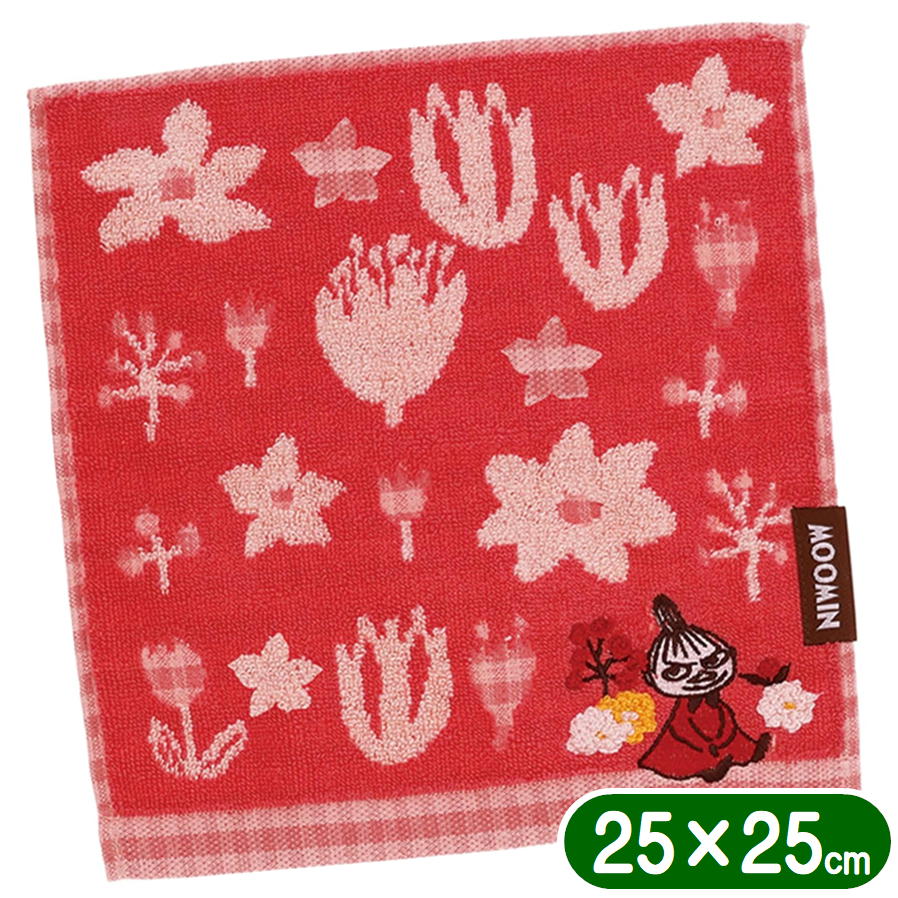 ムーミン タオルハンカチ リトルミイと草花 丸眞 MOOMIN キャラクター グッズ ミニタオル 25×25cm 刺繍 抗菌 防臭 オーガニック