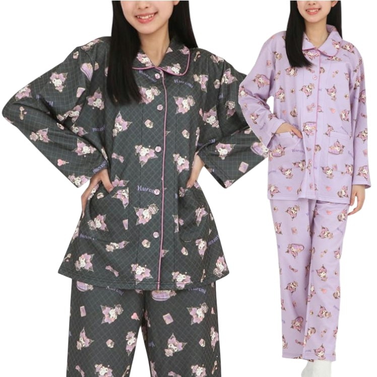 パジャマ クロミ ドレスアップクロミ ニットキルト シャツ パジャマ サザック SAN-1856 サンリオ キャラクター ルームウェア おしゃれ 冬 防寒 かわいい
