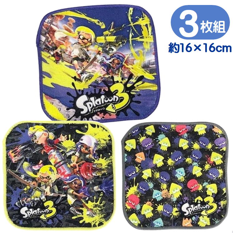 ポケットタオル スプラトゥーン３ SPT-1021 3枚セット 任天堂 ゲーム ミニタオル ハンカチ キャラクタータオルプチタオル