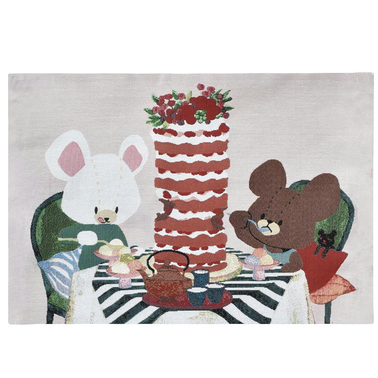 ランチョンマット くまのがっこう しあわせのパンケーキ 丸眞 絵本 キャラクター グッズ ゴブラン織り インテリア 雑貨 敷物 33×48cm