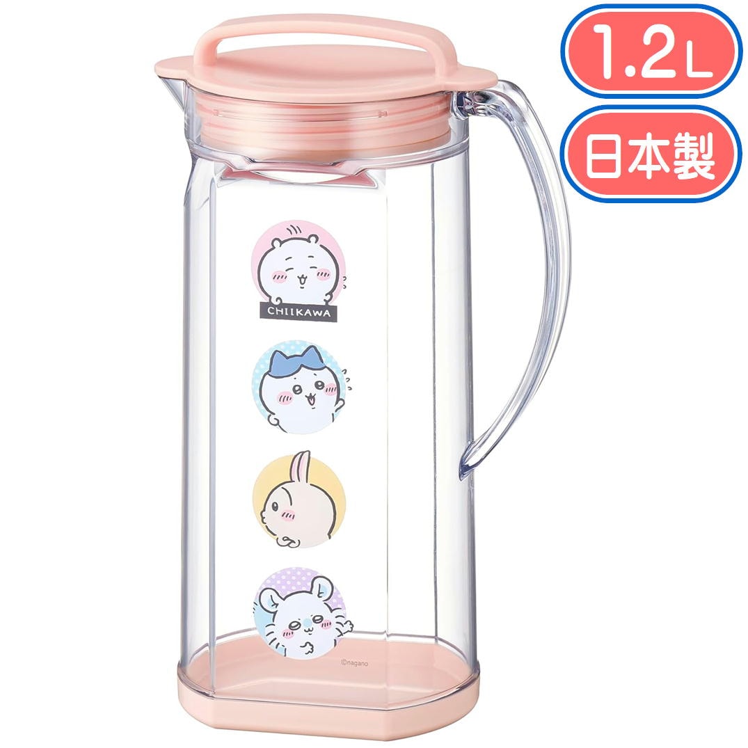 冷水筒 ちいかわ ピッチャー 1.2L タテヨコ OSK 日本製 CKW26 RC-1208 麦茶ポット 水差し 横置き プラスチック キャラクター グッズ