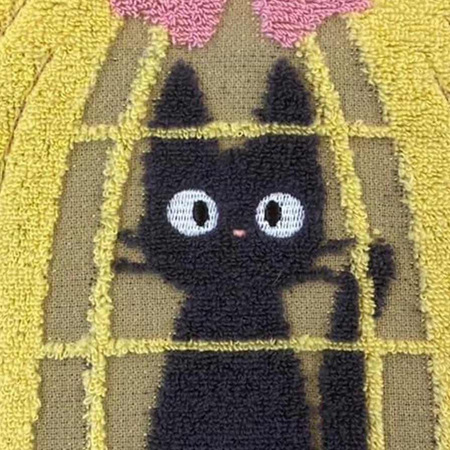 ミニタオル 魔女の宅急便 ジジ 鳥かご ジブリ 丸眞 25×25cm 綿100% 抗菌防臭加工 ループ付き ハンドタオル ハンカチ キャラクター