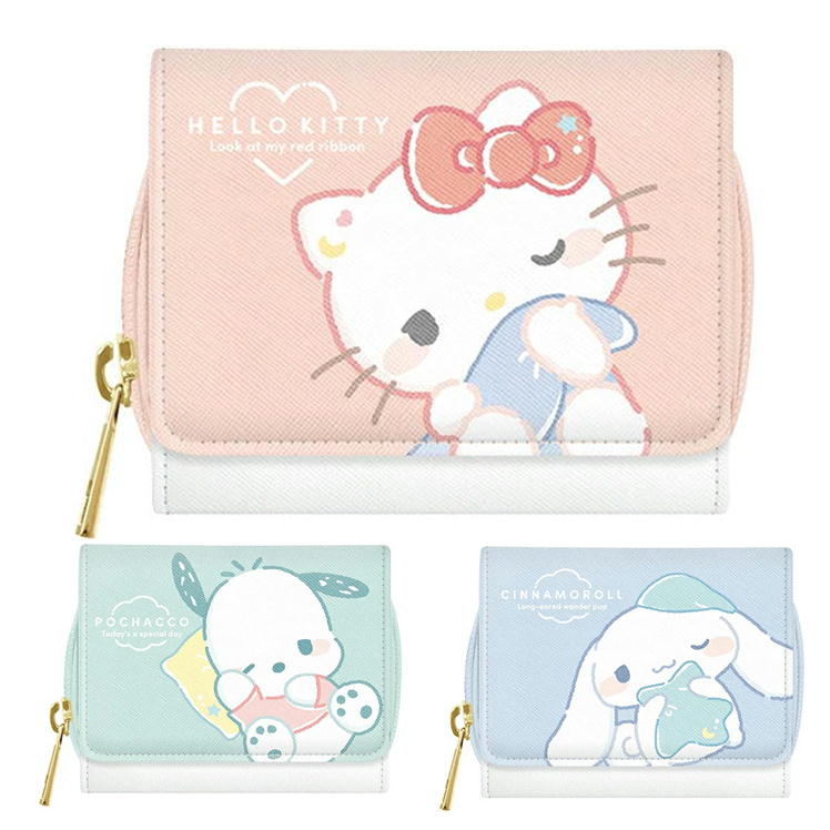 財布 子供 女の子 サンリオ むにゃっとシリーズ クラックス ラウンド 三つ折り財布 ミニ財布 キッズ ジュニア シナモロール ポチャッコ キティ かわいい