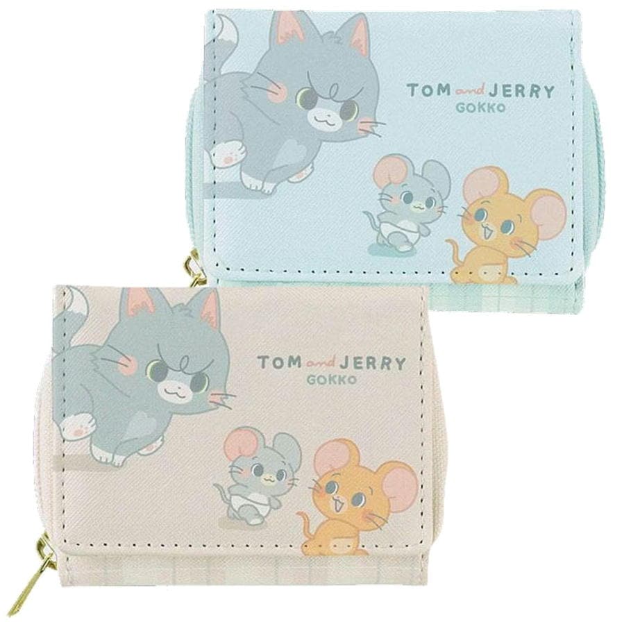 財布 三つ折り トムとジェリー 三つ折り財布 クラックス ベージュ ミント トムとジェリーごっこ トム＆ジェリー トムジェリ ミニ財布 合皮