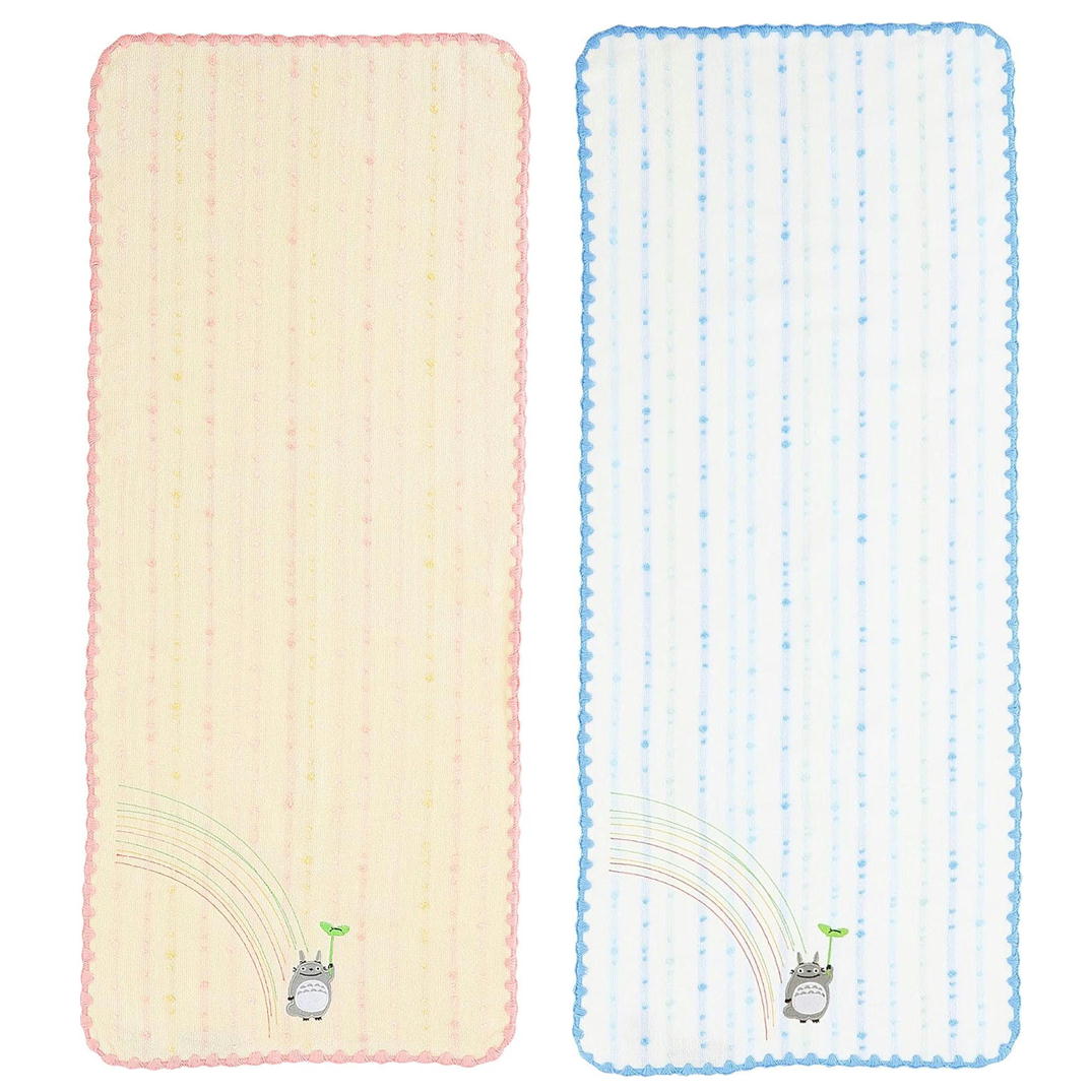 フェイスタオル となりのトトロ 34×80cm 虹 丸眞 1005063700 ジブリ オレンジ ブルー オーガニックコットン 無撚糸 抗菌防臭 タオル