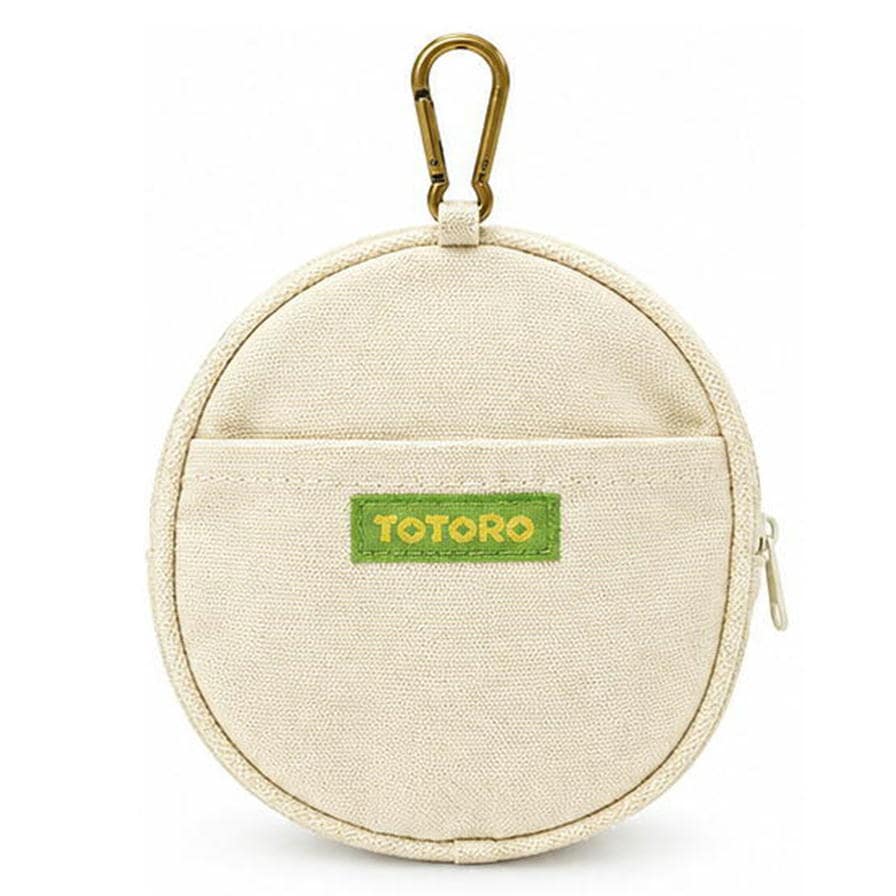 ポーチ ジブリ となりのトトロ 円型ポーチ サガラ刺繍 葉っぱリース 丸眞 1165057800 コスメポーチ 小物入れ カラビナ付 丸型 キャラクター
