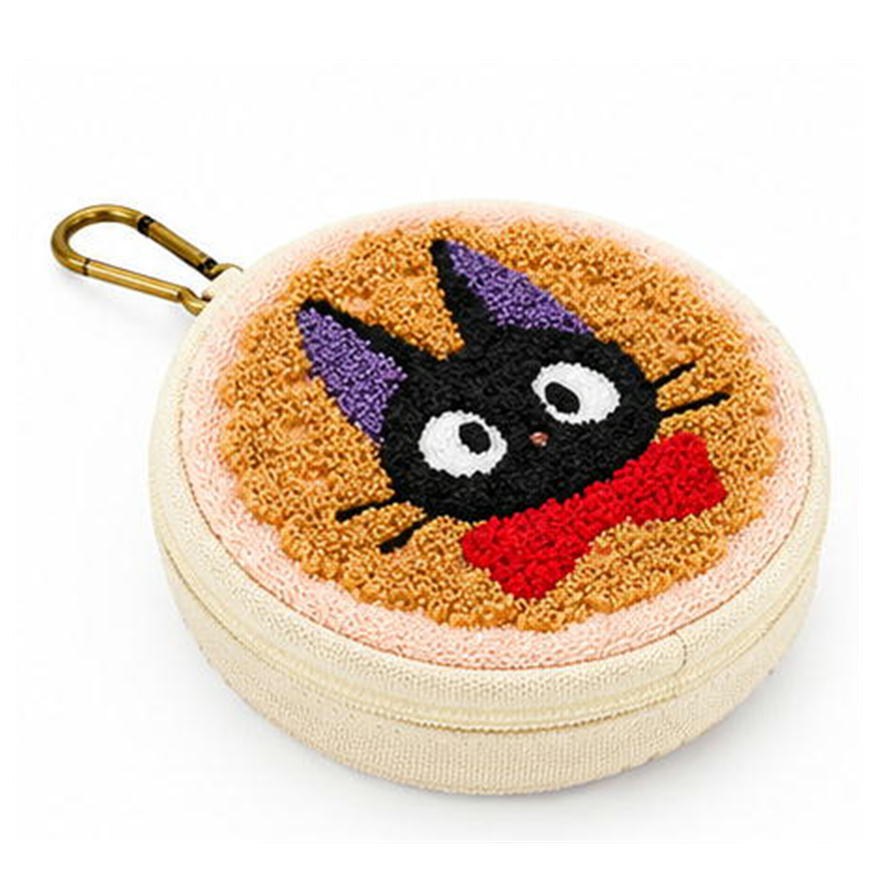 ポーチ ジブリ 魔女の宅急便 円型ポーチ サガラ刺繍 ジジとクッキー 丸眞 1165058000 コスメポーチ 小物入れ カラビナ付 丸型 ジジ