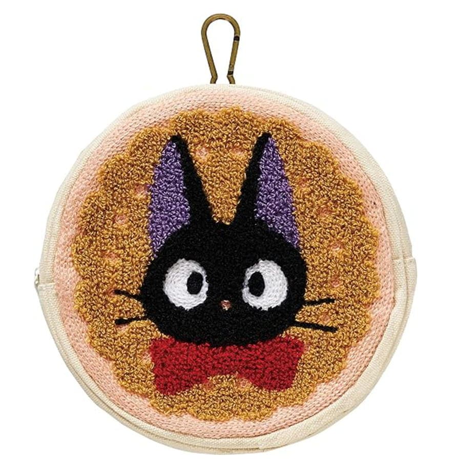 ポーチ ジブリ 魔女の宅急便 円型ポーチ サガラ刺繍 ジジとクッキー 丸眞 1165058000 コスメポーチ 小物入れ カラビナ付 丸型 ジジ
