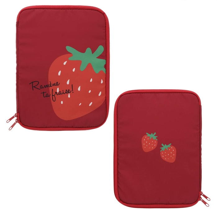 Bible　苺編みタブレットケース マルチケース イチゴ タブレットケース いちご ICHIGO レッド ホワイト